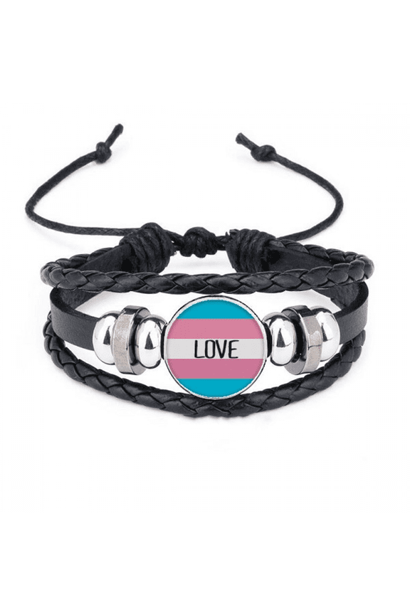 love transgender lgbt support bracelet braided leather woven wristband