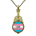 thumbnail image 1 of love transgender lgbt support necklace antique guitar jewelry music pendant, 1 of 4