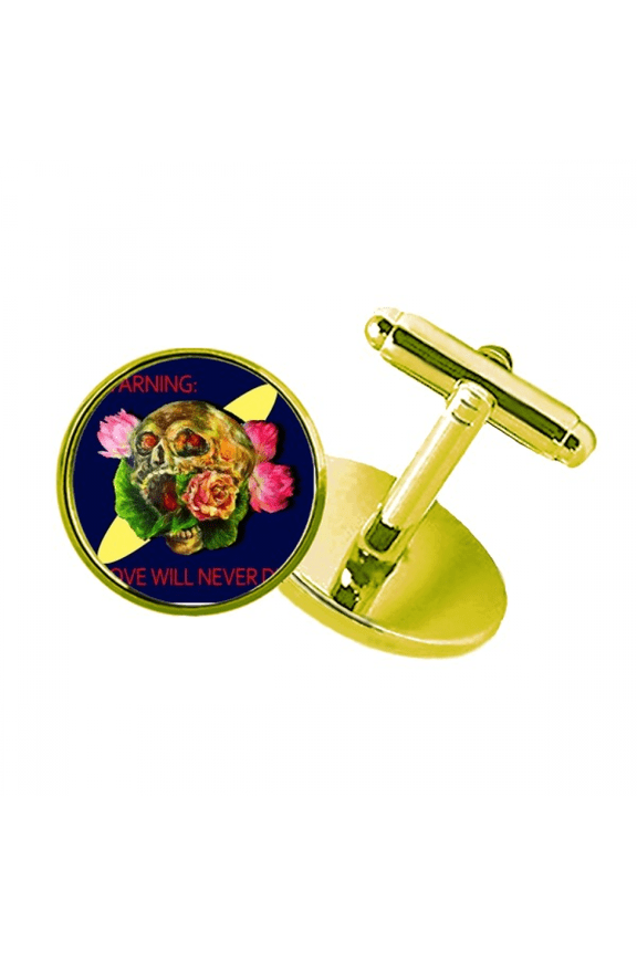 love will never die l studded business metal cufflinks en