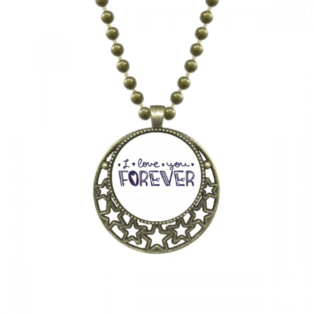 love you forever cute quote style pendant star necklmoon chain jewelry