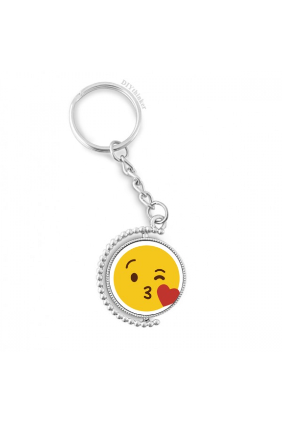 love you yellow cute online chat happy rotatable keyholder disc accessories chain clip