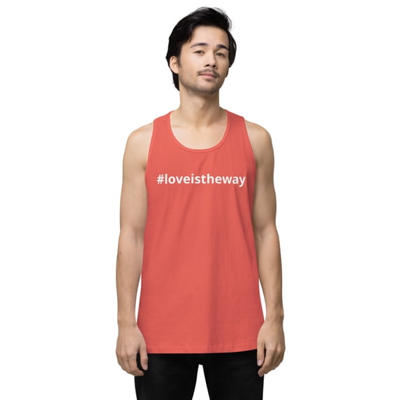 #loveistheway Men’s premium tank top (Coral, XL)