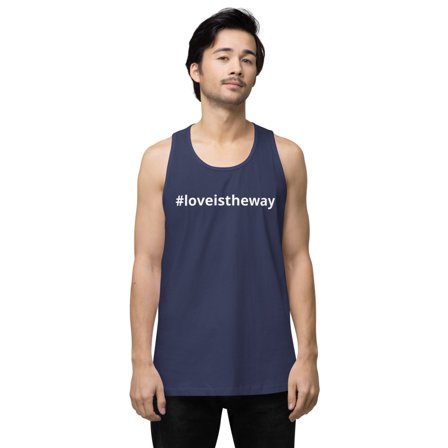 #loveistheway Men’s premium tank top (Harbor Blue, S)