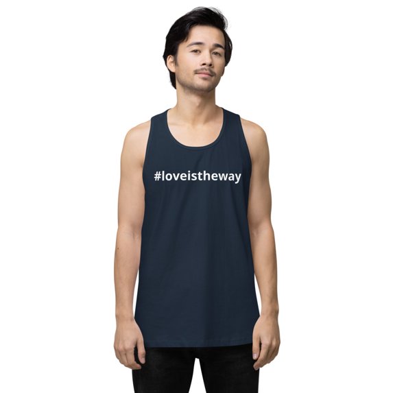 #loveistheway Men’s premium tank top (Navy, XL)