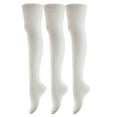 thumbnail image 1 of lovely Annie women's 3 pairs fashion thigh high cotton socks j1025 size 6-9(Cream), 1 of 2