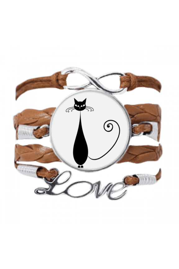 lovely black cat lover animal art outline bracelet love chain ornament wristband