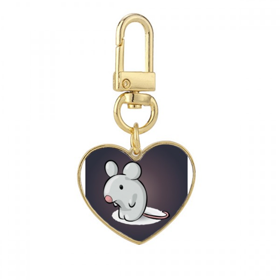lovely cartoon mouse lly solitude lovely Gold Heart Keychain Metal Keyring Holder