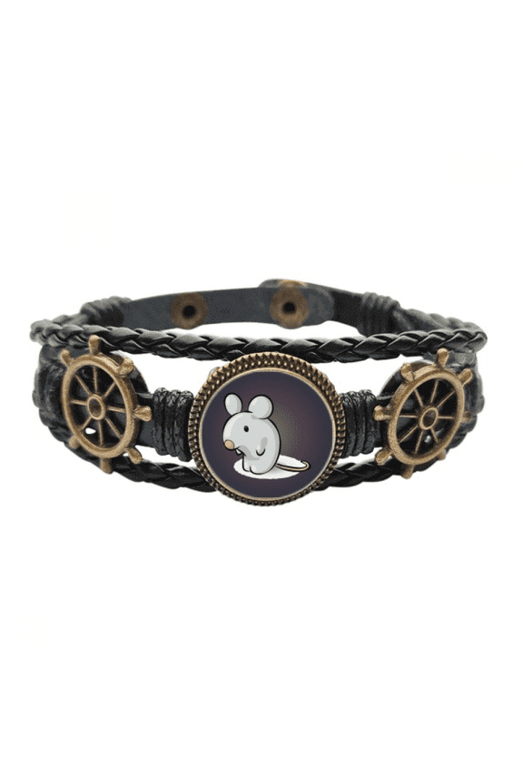 lovely cartoon mouse lly solitude lovely Leather Braided Ocean Bracelet Wristband