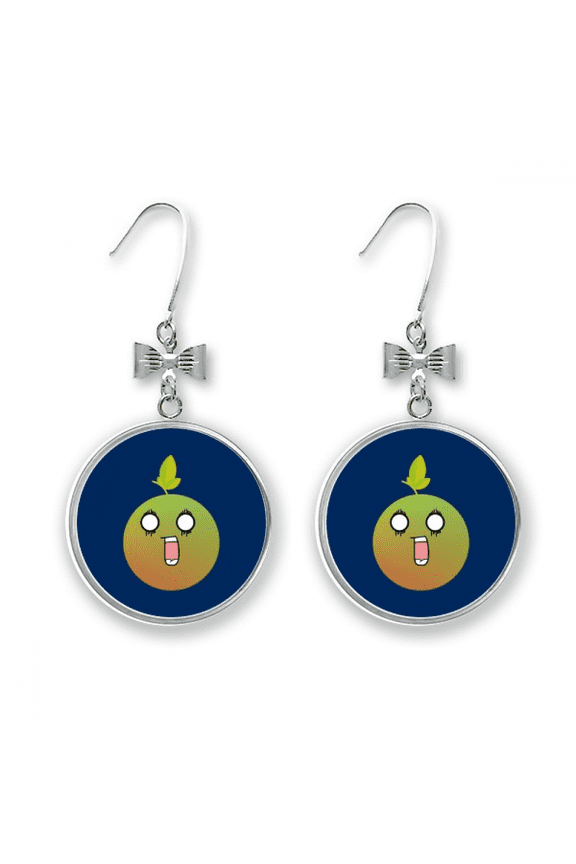lovely cartoon surprised orange fbow earrings drop stud pierced hook