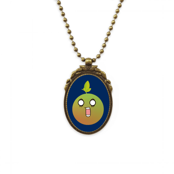 lovely cartoon surprised orange happy antique necklace brass vintage pendant keychain