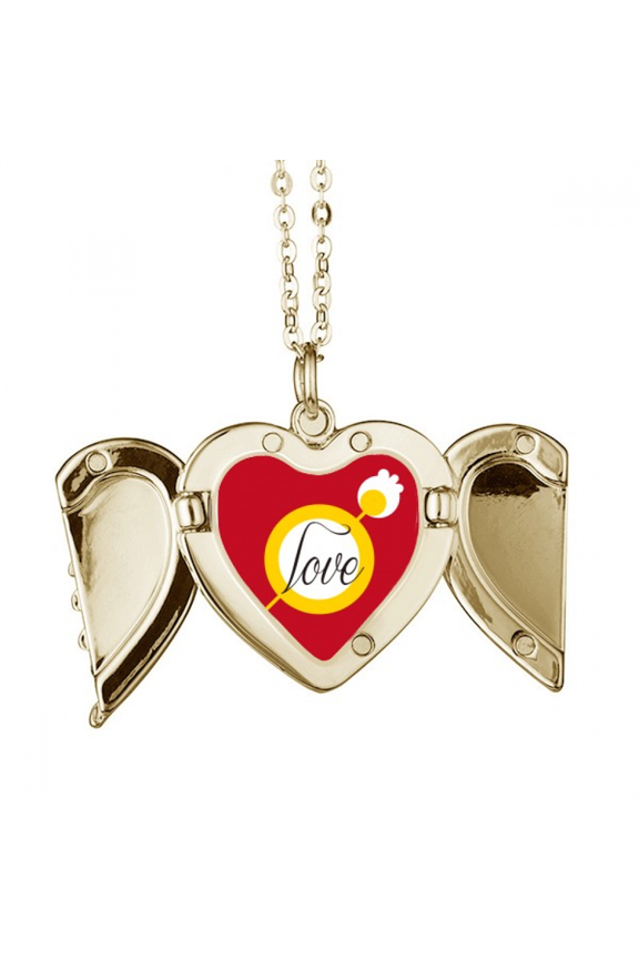 lovers love only art deco fashion folded wings peach heart pendant necklace