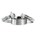 thumbnail image 1 of loversring His and Hers Wedding Ring Sets Couples Rings 10kt White Gold Plated White Cz Titanium band, 1 of 7