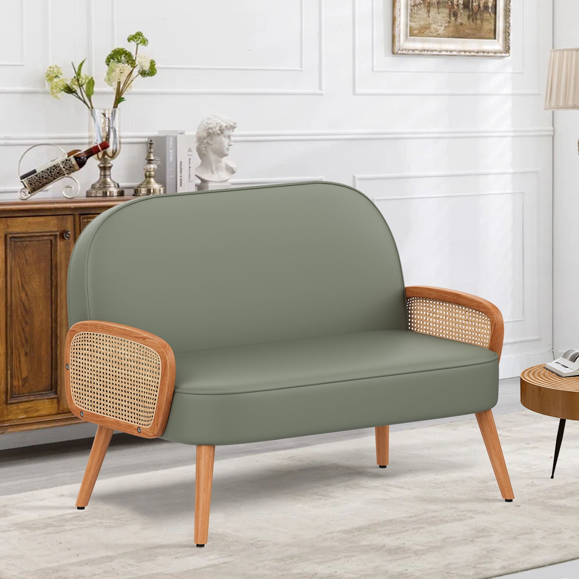 Apeaka Modern Stylish Faux Leather Upholstered Loveseat Green Walmart