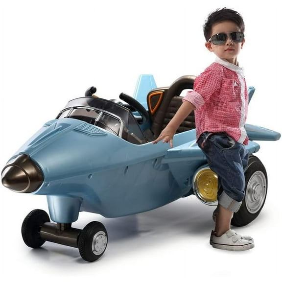 loveshuya 6V Powered Ride-On Toy Airplane with Parental Remote Control