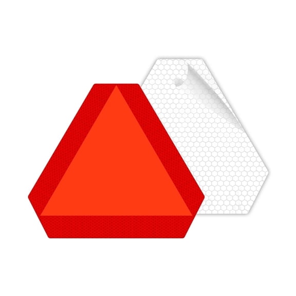 SICOL PLUS Slow Moving Vehicle Sign Adhesive Triangle Sticker Diamond Grade Reflective 2 Pack 7 x 8 Inch
