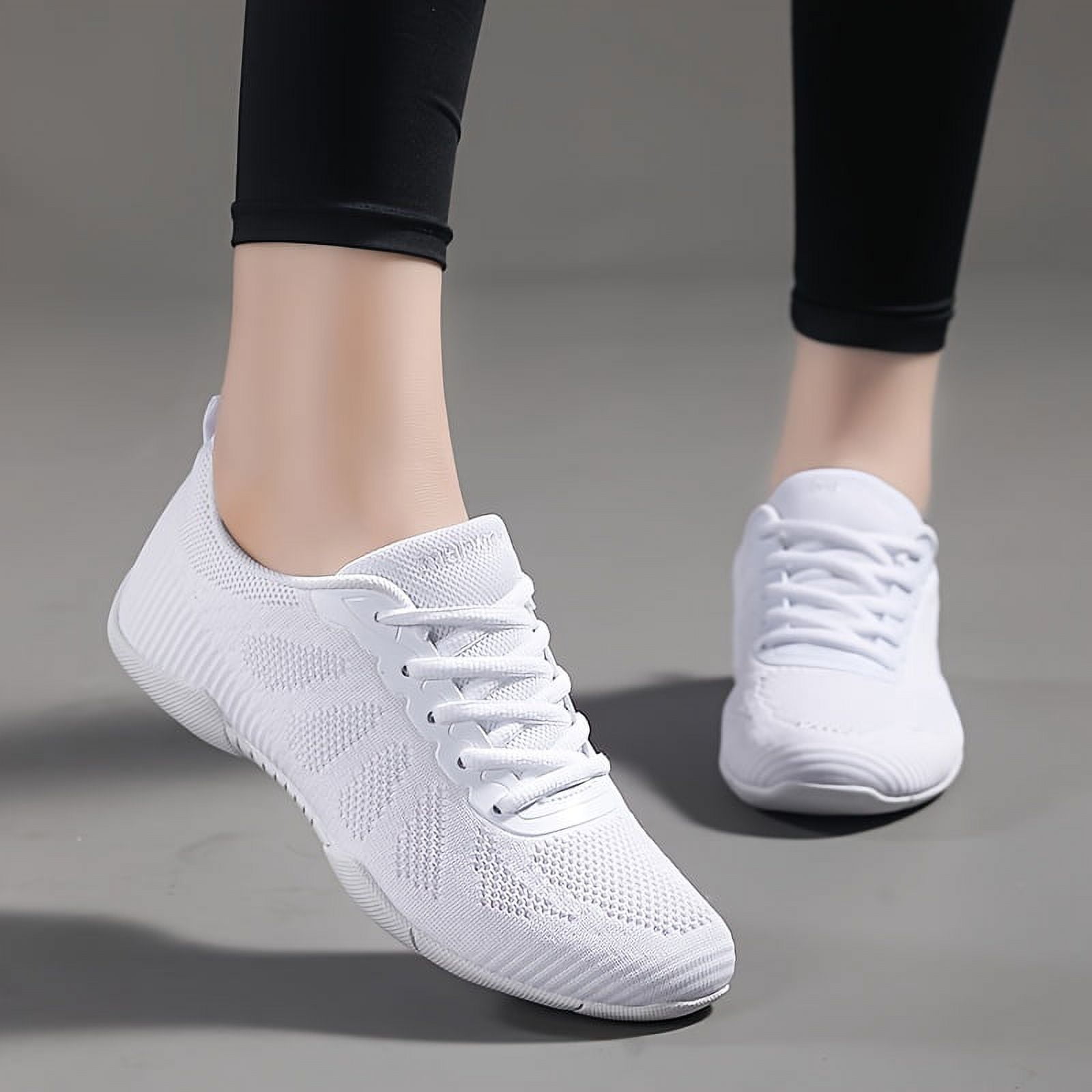 loyun White Cheerleading Shoes Lightweight Competition Sneakers Indoor