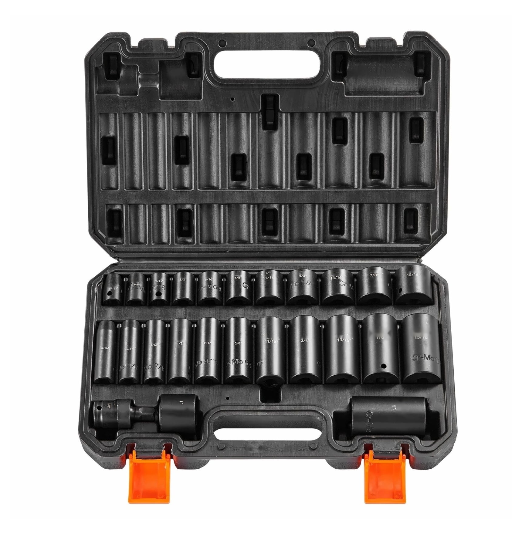 lqyy Impact Socket Set 25pcs 3/8 Inch Drive - 6-Point Bit Ratchet Tool Kit, Cr-Mo Steel, SAE Deep & Shallow Sockets, Automotive Repair Tool Set