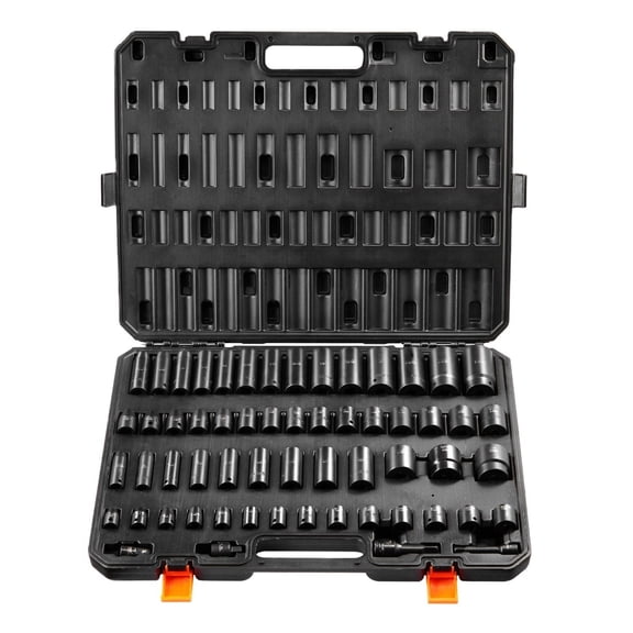 lqyy Impact Socket Set 59pcs 3/8" & 1/2" Drive Mechanic Tool Kit - Automotive Repair Sockets, Cr-Mo Steel, Laser Etched, Hex Design, Portable Case