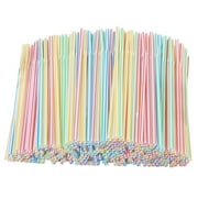 lrirke Colorful Flexible Plastic Straws, Multi-Colored Striped Straws, Plastic Disposable Straws for Parties/Bar/Beverage Shops/Home Straws 200pcs