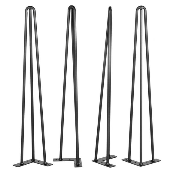 lshhh Hairpin Table Legs 16 Inch Black - Set of 4, 880lbs Capacity - 3 Rod Desk Legs for DIY Furniture, Bench, Dining & End Tables