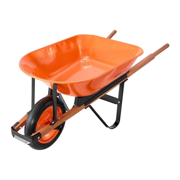lshhh Wheelbarrow Cart, 5 Cu. Ft. Load & 330 lbs Capacity, One Wheel Garden Dump Cart, Garden Wagon with Metal Handle & 16" Wide Track Wheels, Easy Loading Utility Yard Cart & Wagons for Lawn Farm
