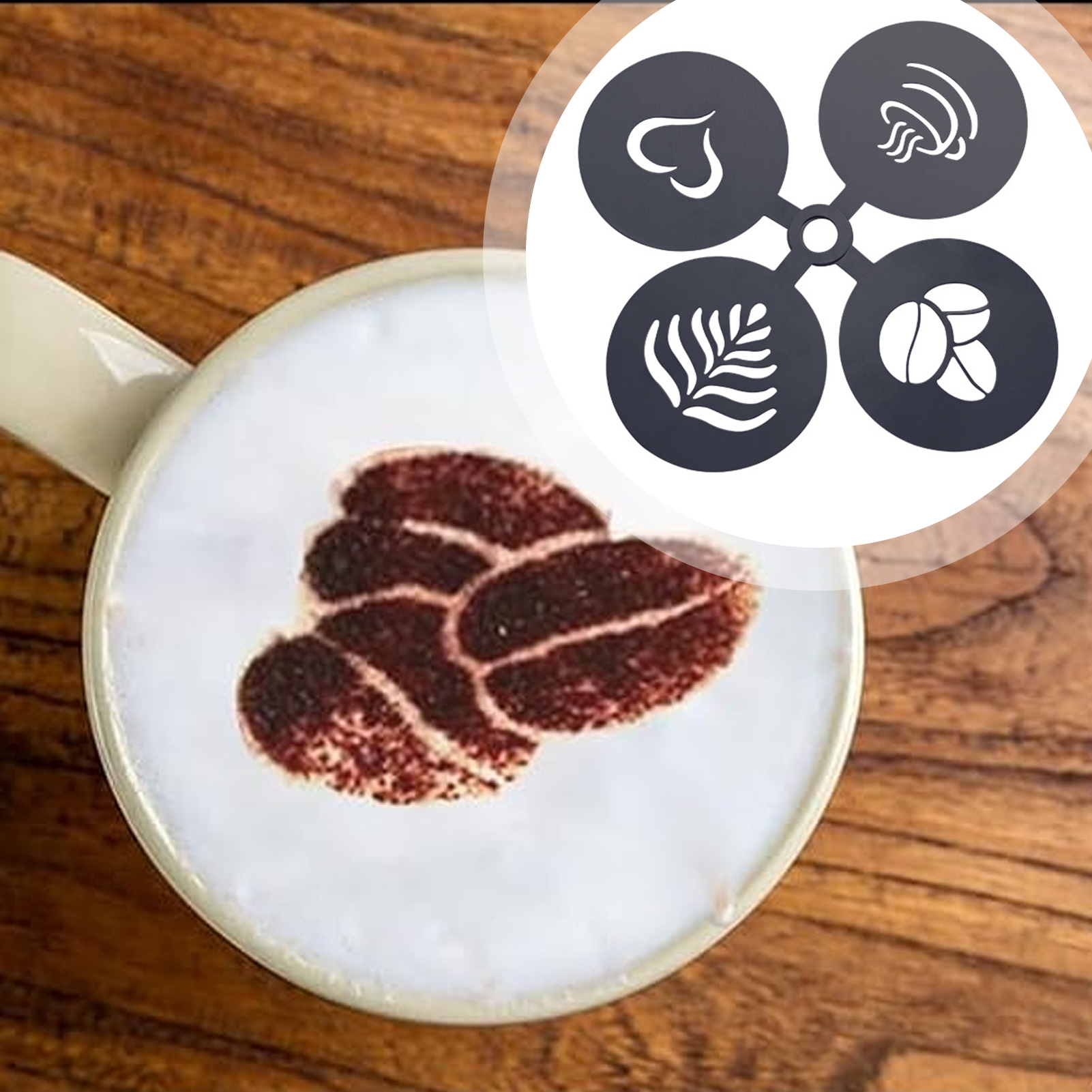 lsiaeian 4Pcs/Set Coffee Latte Mold Chocolate Molds Heart Decor Metal