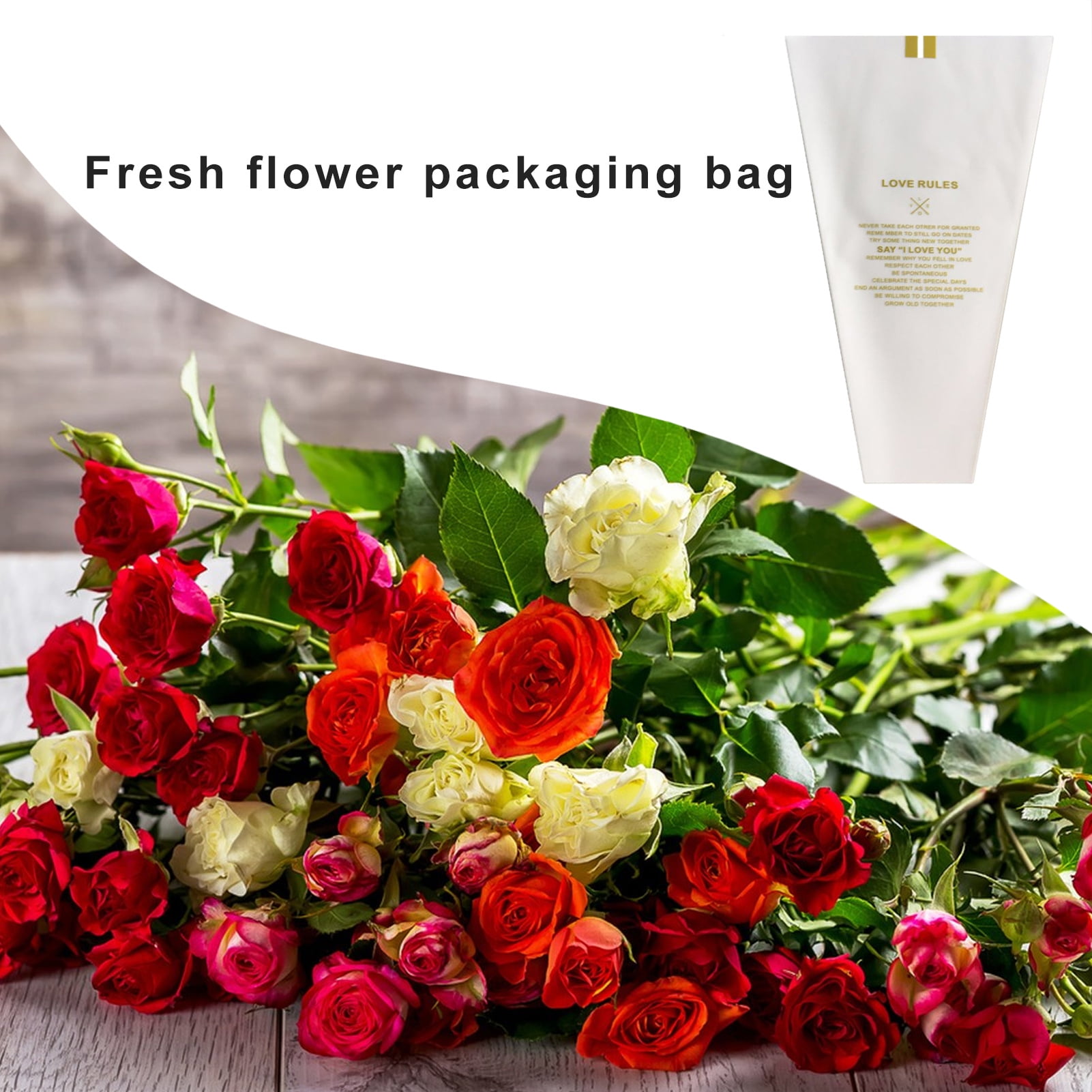 Lsiaeian 50Pcs Clear Flower Packaging Bags Transparent See through Lsiaeian 50pcs clear flower packaging bags transparent see through