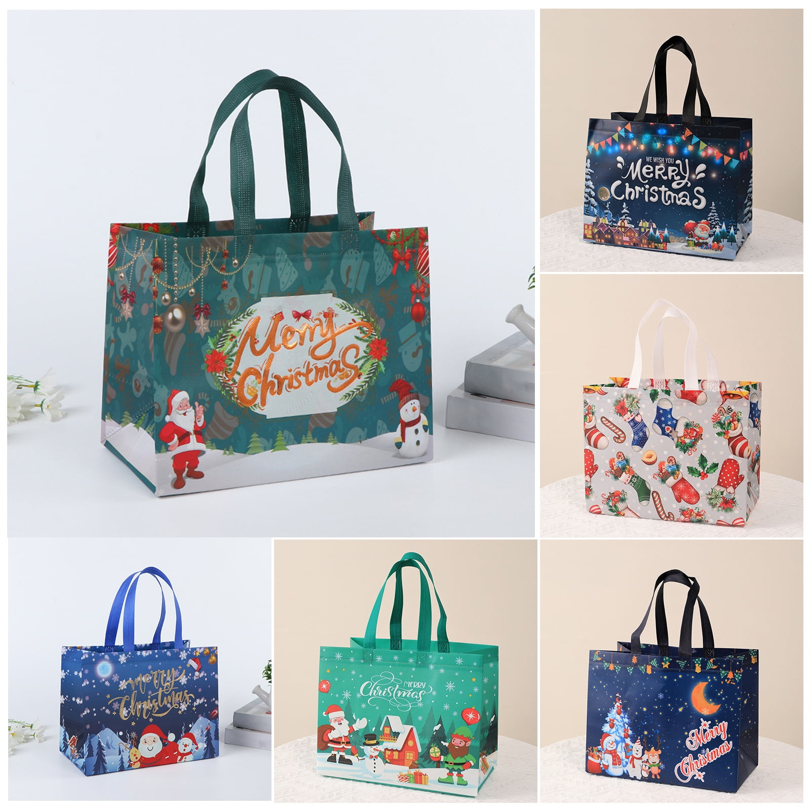 lsiaeian 8Packs Christmas Gift Bags, Large Christmas Bags for Gifts