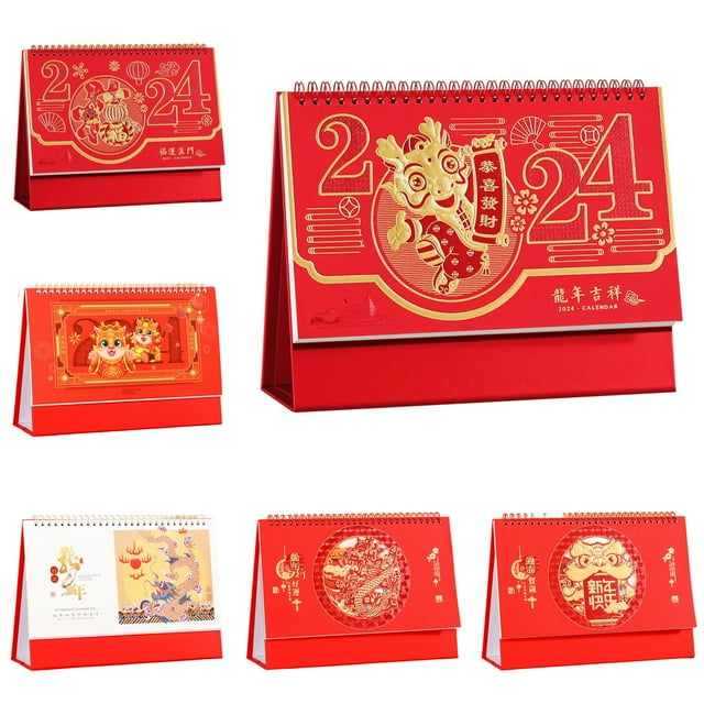 lsiaeian Desk Calendar 2024 Desktop Chinese New Year Zodiac Dragon