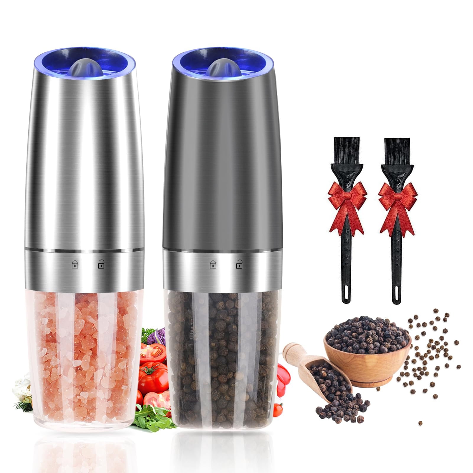 lsiaeian Gravity Electric Pepper Grinder Stainless Steel Electric
