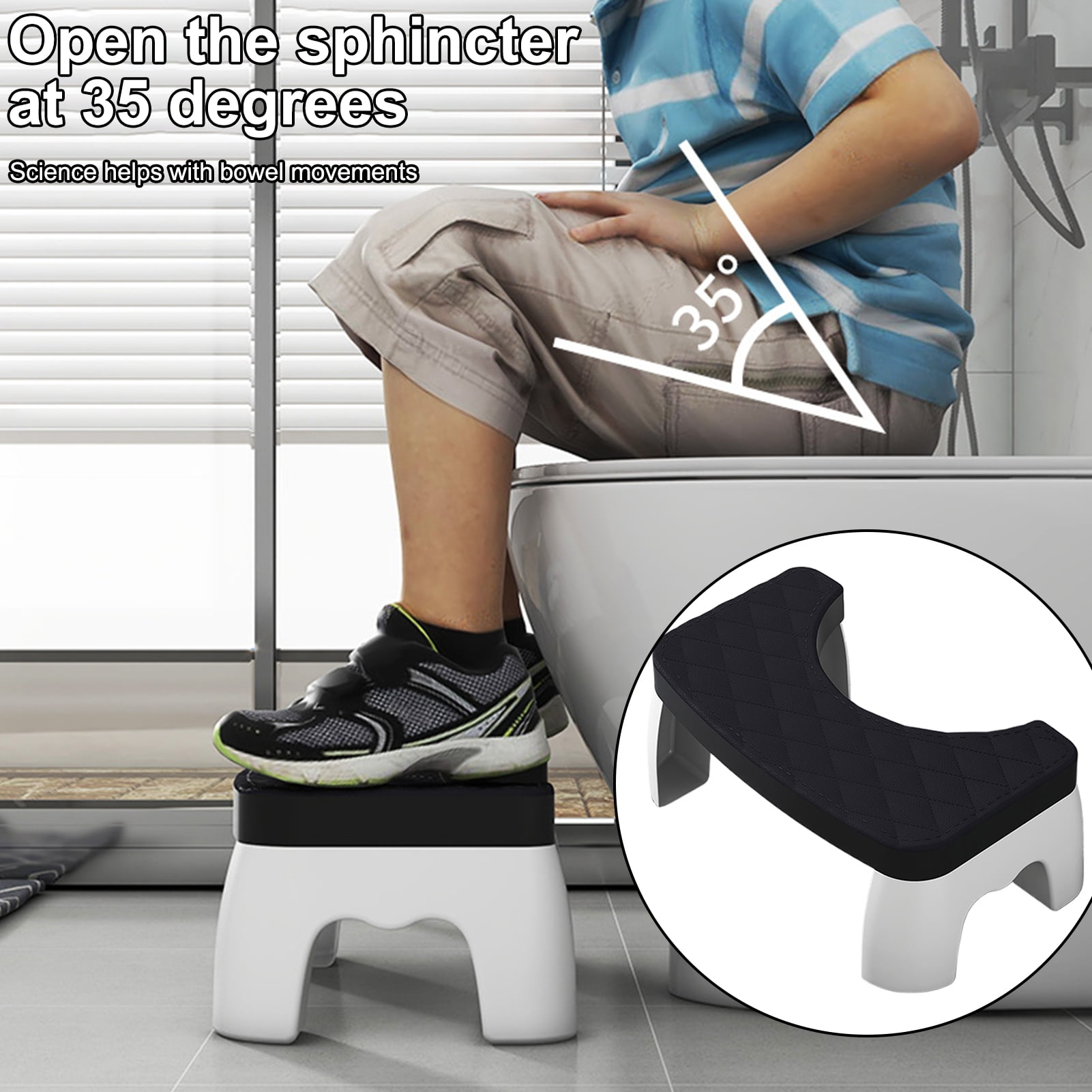 lsiaeian Toilet Stool for Adult, Poop Stool for Bathroom NonSlip Bathroom Pooping Stool Toilet