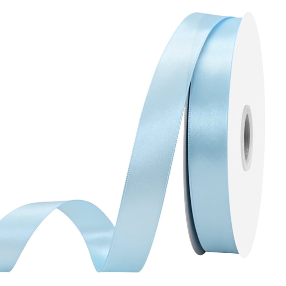 Double Faced Lt.blue Ribbon 100 Yards,7/8 inch Satin Ribbon for Gift Wrapping, Flower Bouquet, Weddings Party Invitation Decorations, DIY Crafts and More