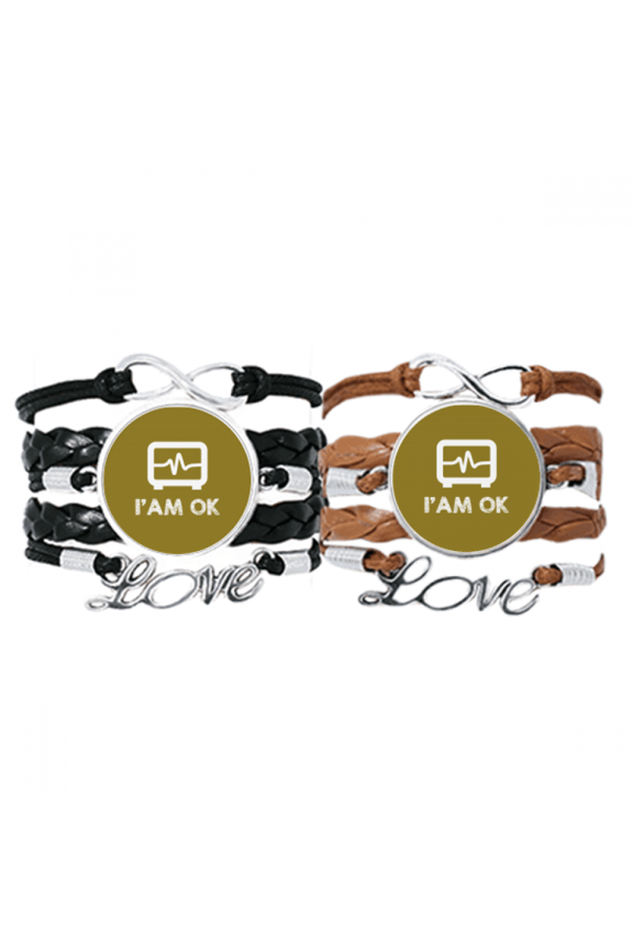 lucky heart-beating life bracelet hand strap leather wristband double set