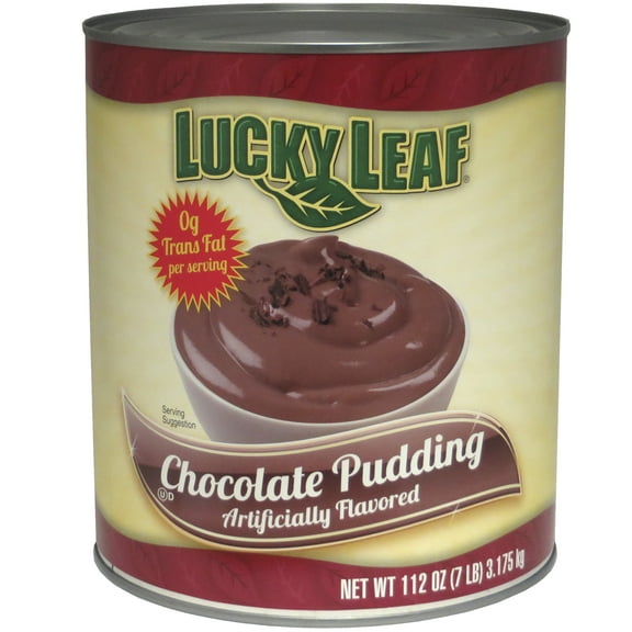 lucky leaf trans fat free chocolate pudding, 112 ounce -- 6 per case.