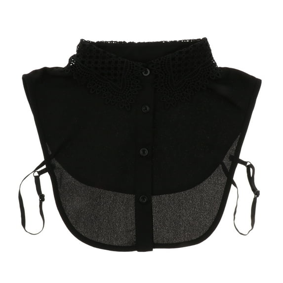 lucky3celectronics Embroidered floral fake collar half blouse detachable collar Black