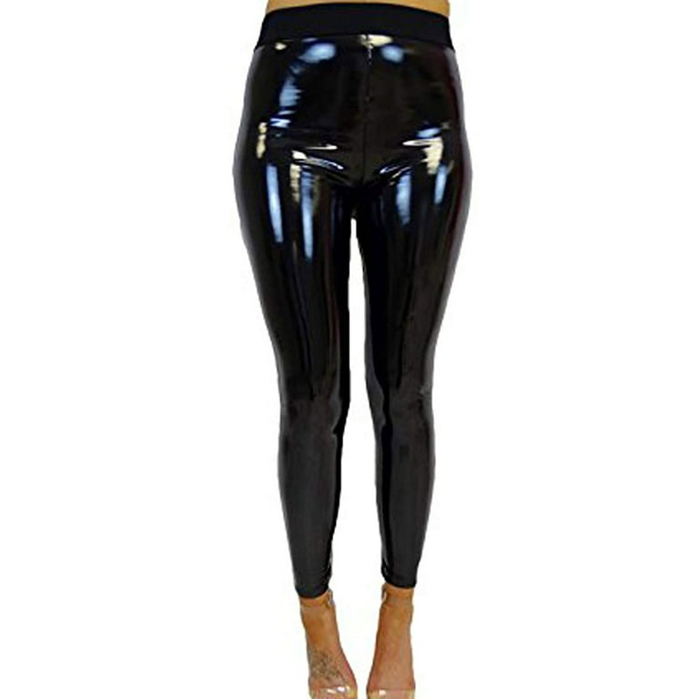 Women Metallic Faux Leather Leggings Shiny Skinny Pants for Dance  Performance 