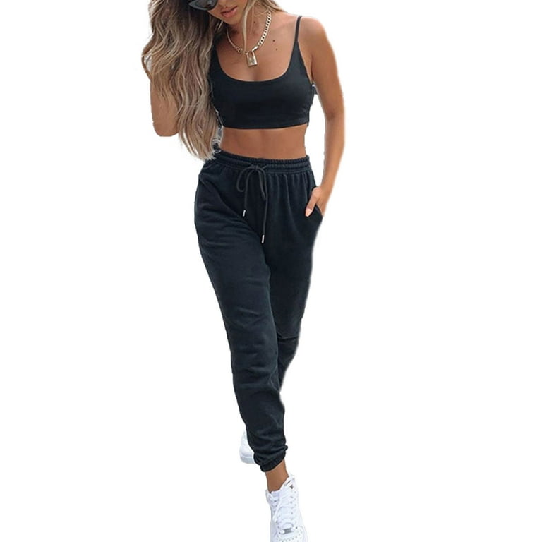 luethbiezx Women Elastic Waist Long Pants Running Jogger Sweatpants Trousers