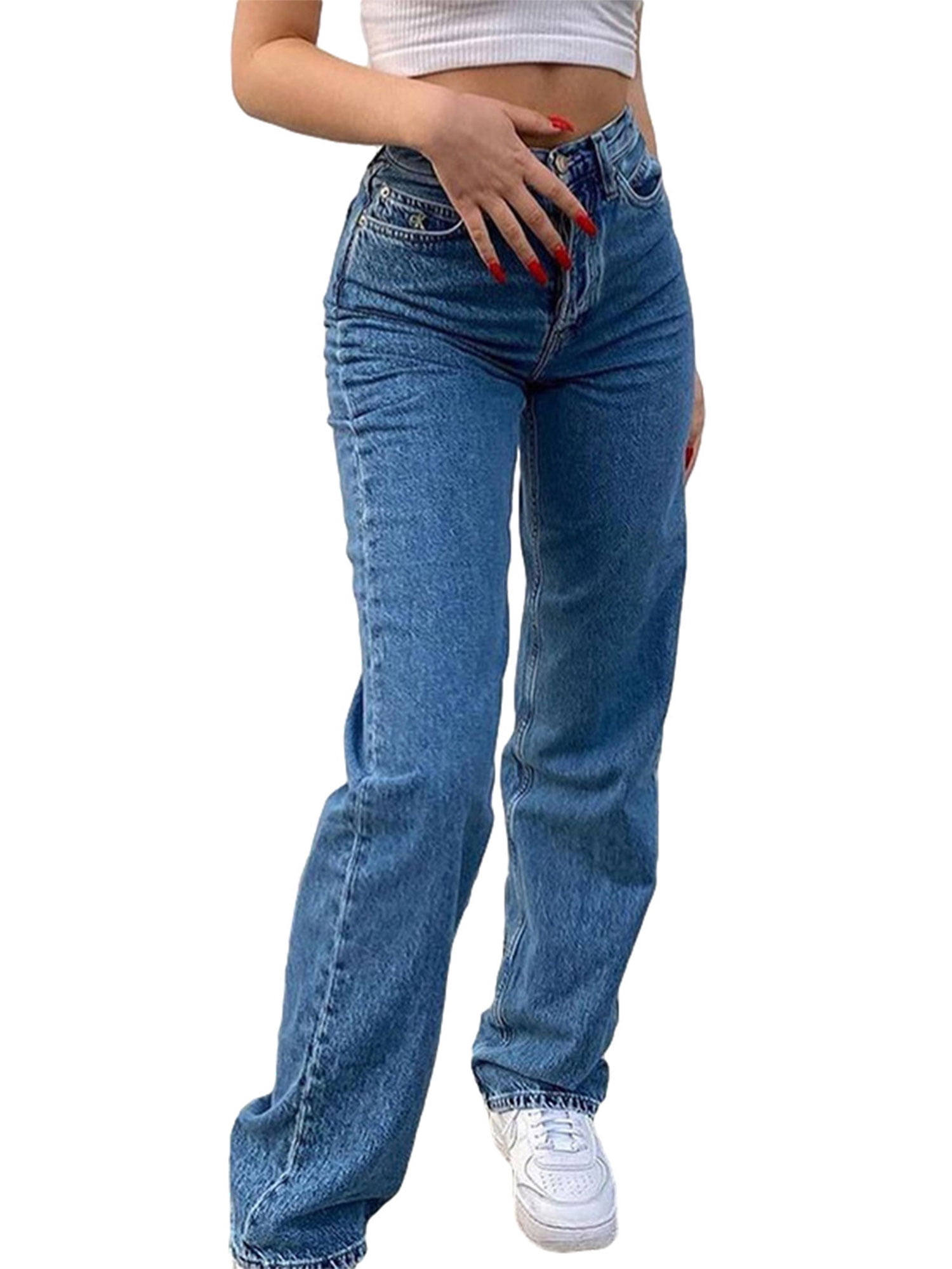 Frontwalk Women Stretch High Waist Bottoms Wide Leg Boot Cut Jeans