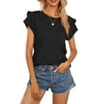thumbnail image 1 of luethbiezx Women Ruffle Short Sleeve Round Neck Loose Fit T Shirts Casual Dressy Tunic Tops Blouse, 1 of 7