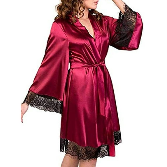 luethbiezx Women Satin Robe Kimono Night Gown Wedding Bridesmaid Robes Sleepwear Bathrobe