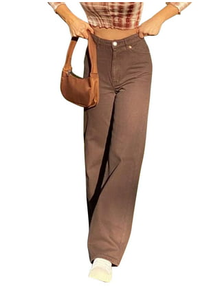 Luethbiezx Women Leg Pants High Waisted Baggy Jeans Side Pocket