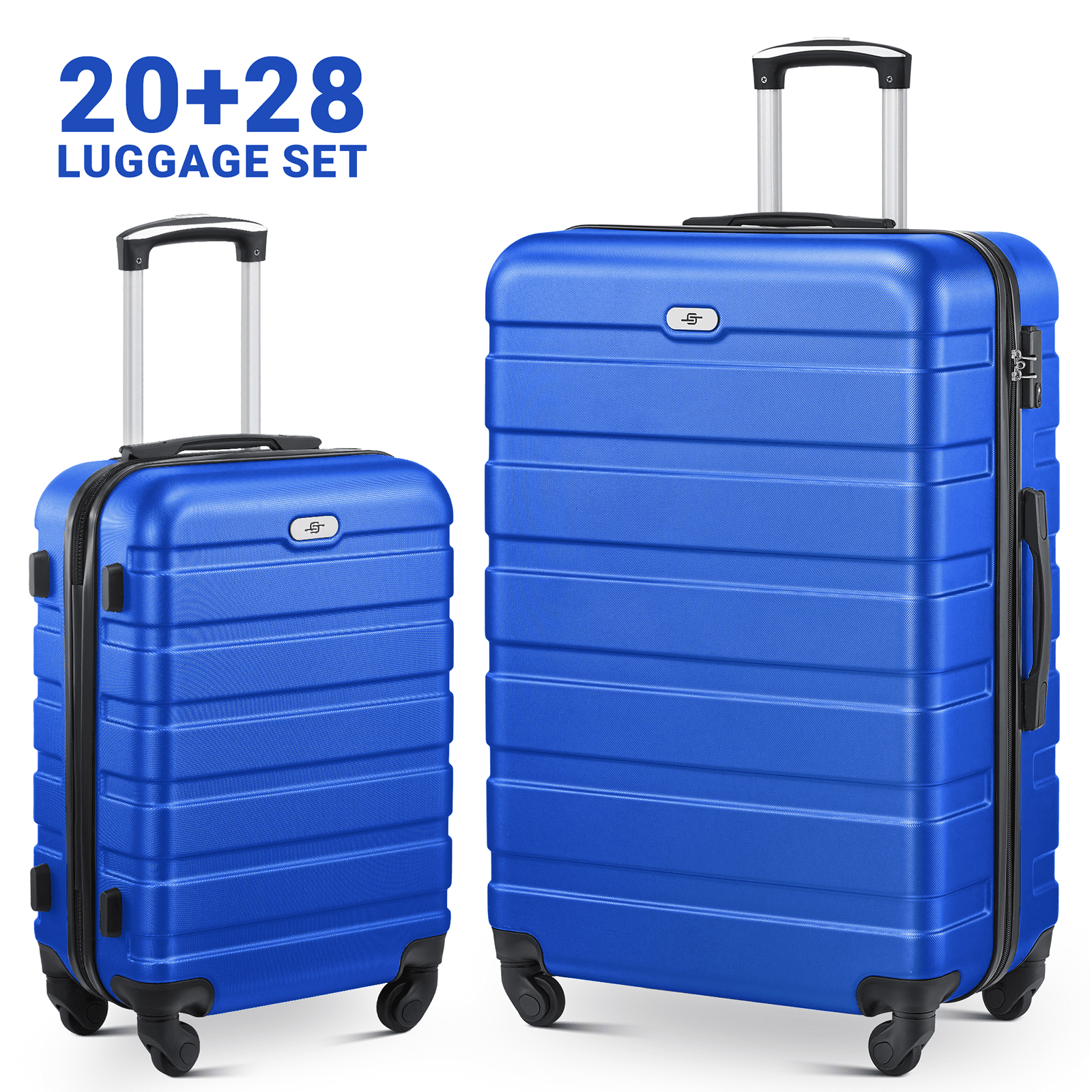 luggage sets 2 piece(20,28 inch) ABS hard suitcase with wheels and TSA lock travel set,bright blue  (图1)