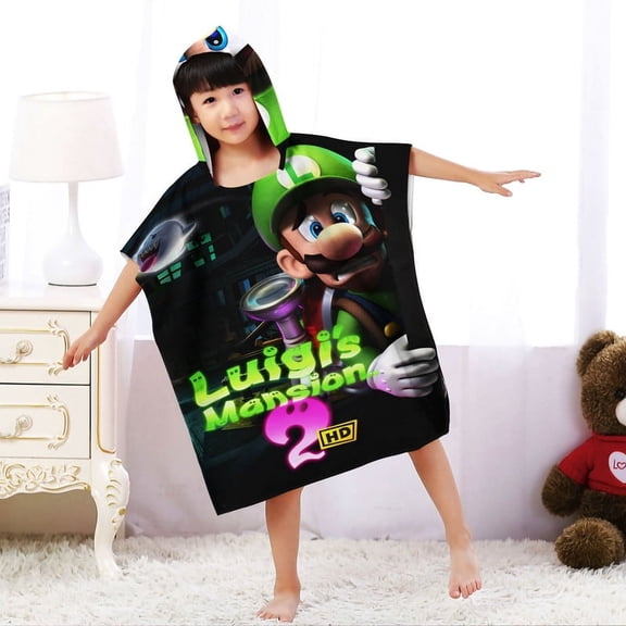 luigis mansion Hooded Poncho Towels, Soft & Absorbent Microfiber Beach Towel, Swimming Pool Changing Robe Bathrobe Bath Towel