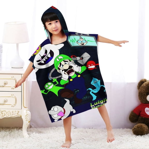 luigis mansion Hooded Poncho Towels, Soft & Absorbent Microfiber Beach Towel, Swimming Pool Changing Robe Bathrobe Bath Towel