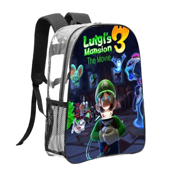 luigis mansion Pattern Transparent Backpack Lightweight And fashionable Showcasing Personality And Leading The Trend