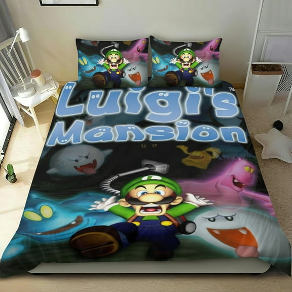 luigis mansion Themed Bed Sheet Set Three Piece Set 53x79 In ches Comfortable And Skin Friendly Unique Design Creating A Star Studded Night Home Decor Gifts For Family Friends fans