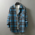 thumbnail image 1 of lulshou 2025 Plaid Shirt Men for Man Saving Men's Flannel Shirts Casual Button Down Plaid Shirt Jacket Long Sleeve Fleece Shacket with Pockets Dark Blue-M, 1 of 3