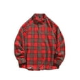 thumbnail image 1 of lulshou 2025 Plaid Shirt Men for Man Saving Mens Flannel Shirts Shackets Casual Button Down Long Sleeve Plaid Shirt Lightweight Jackets with Pockets Red-2XL, 1 of 3