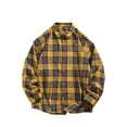 thumbnail image 1 of lulshou 2025 Plaid Shirt Men for Man Saving Mens Flannel Shirts Shackets Casual Button Down Long Sleeve Plaid Shirt Lightweight Jackets with Pockets Yellow-2XL, 1 of 3