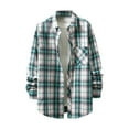 thumbnail image 1 of lulshou 2025 Plaid Shirt Men for Man Saving Men's Casual Cotton Plaid Shirts Long Sleeve Button-Down Flannel Overshirt Jacket Green-2XL, 1 of 7